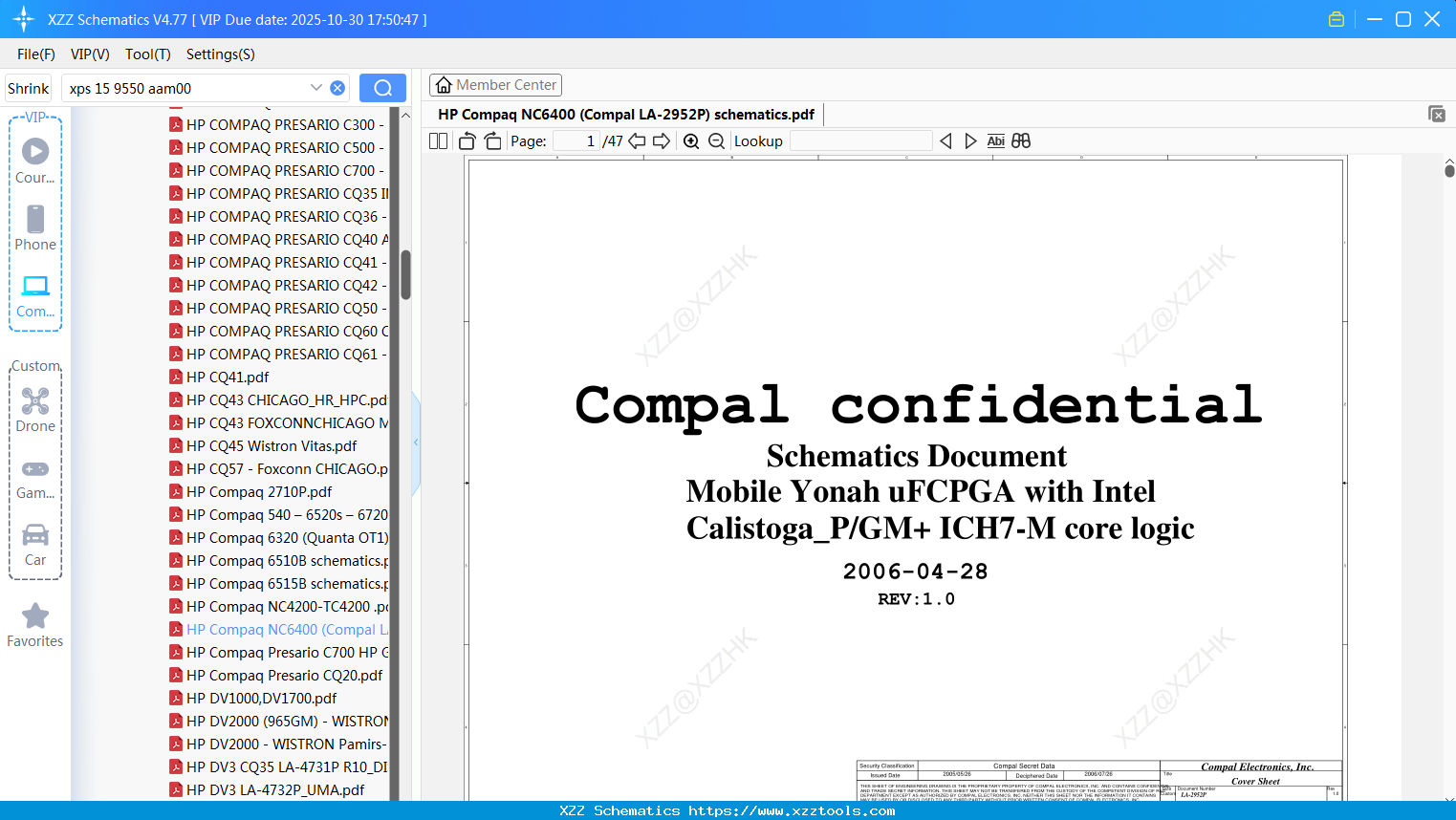 Laptop HP Compaq NC6400 (Compal LA-2952P) Schematics